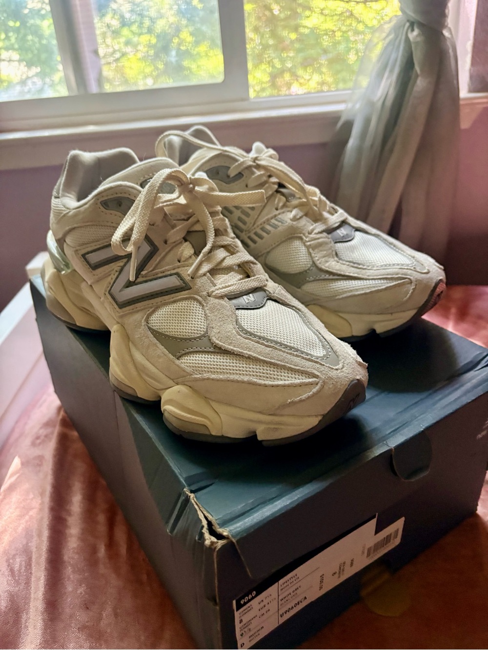 New Balance 9060s - sea salt w/ concrete & silver metallic